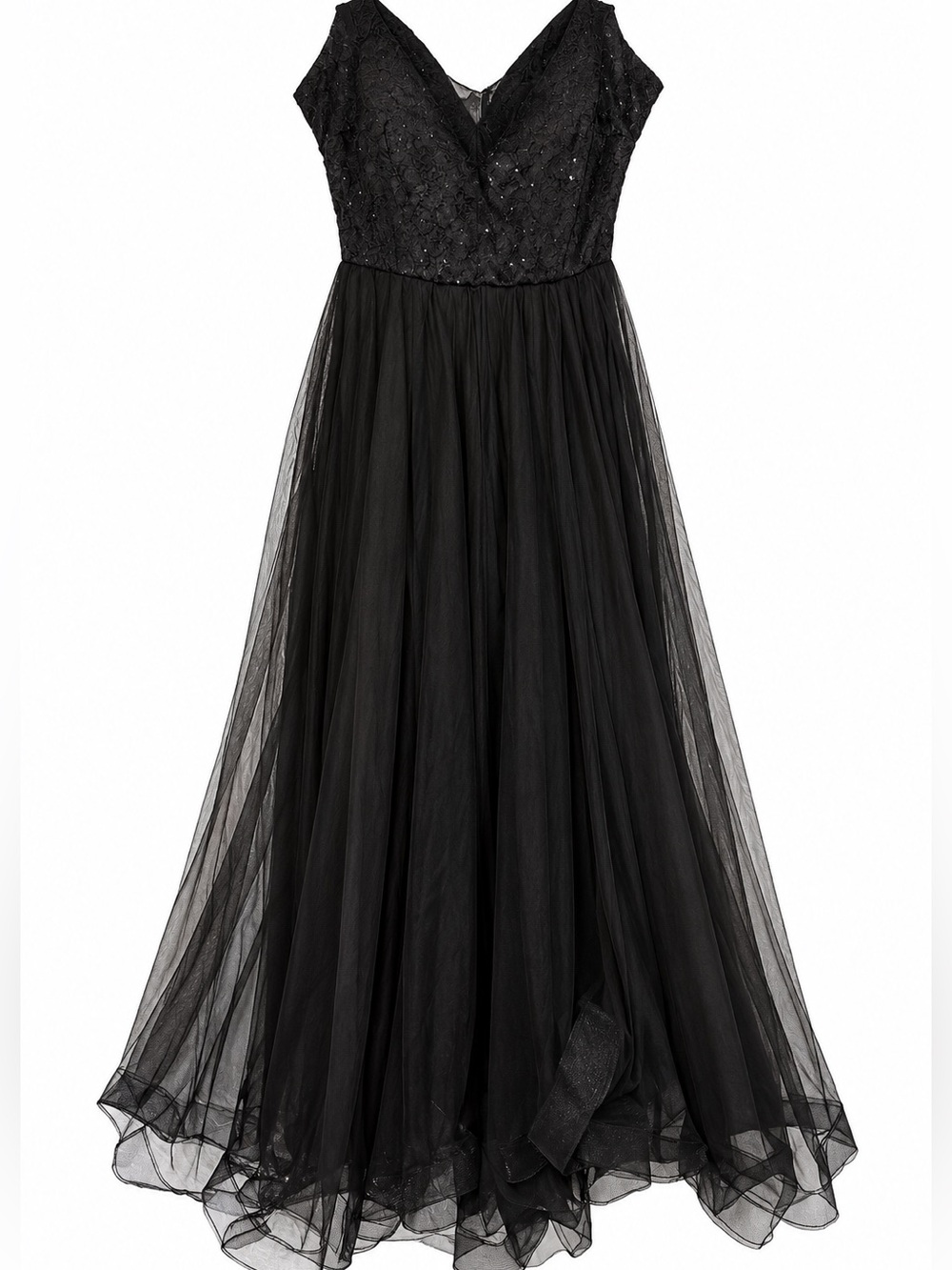 Black Tulle Sequin Bodice Dress